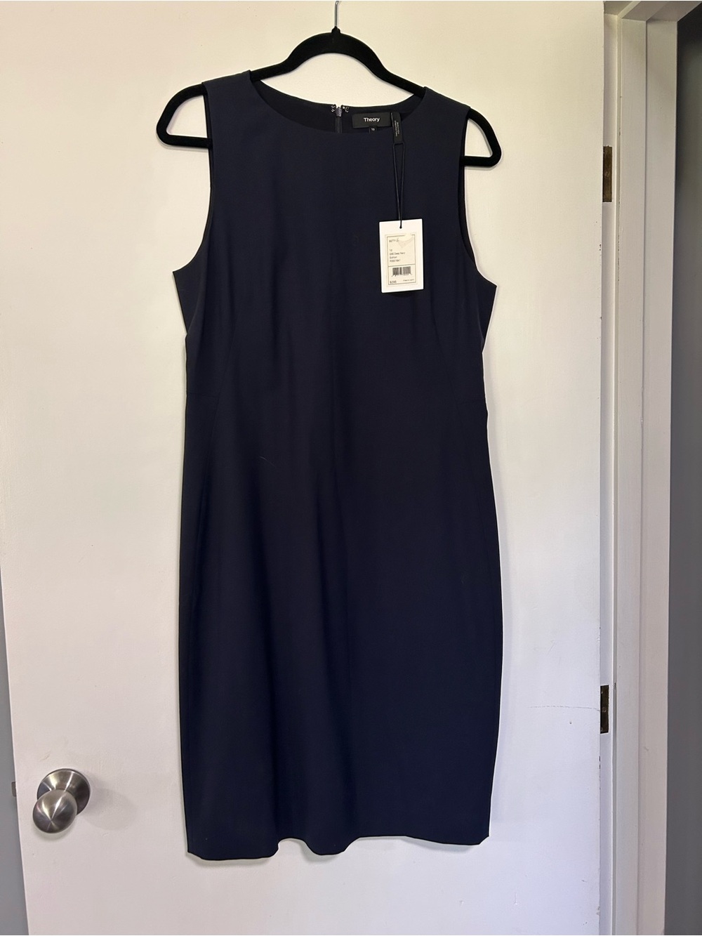 Theory Navy Sleeveless Midi Sheath Dress